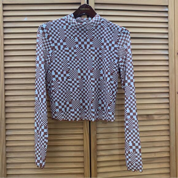 Belle du Jour Checkered Blouse size large - Picture 1 of 6